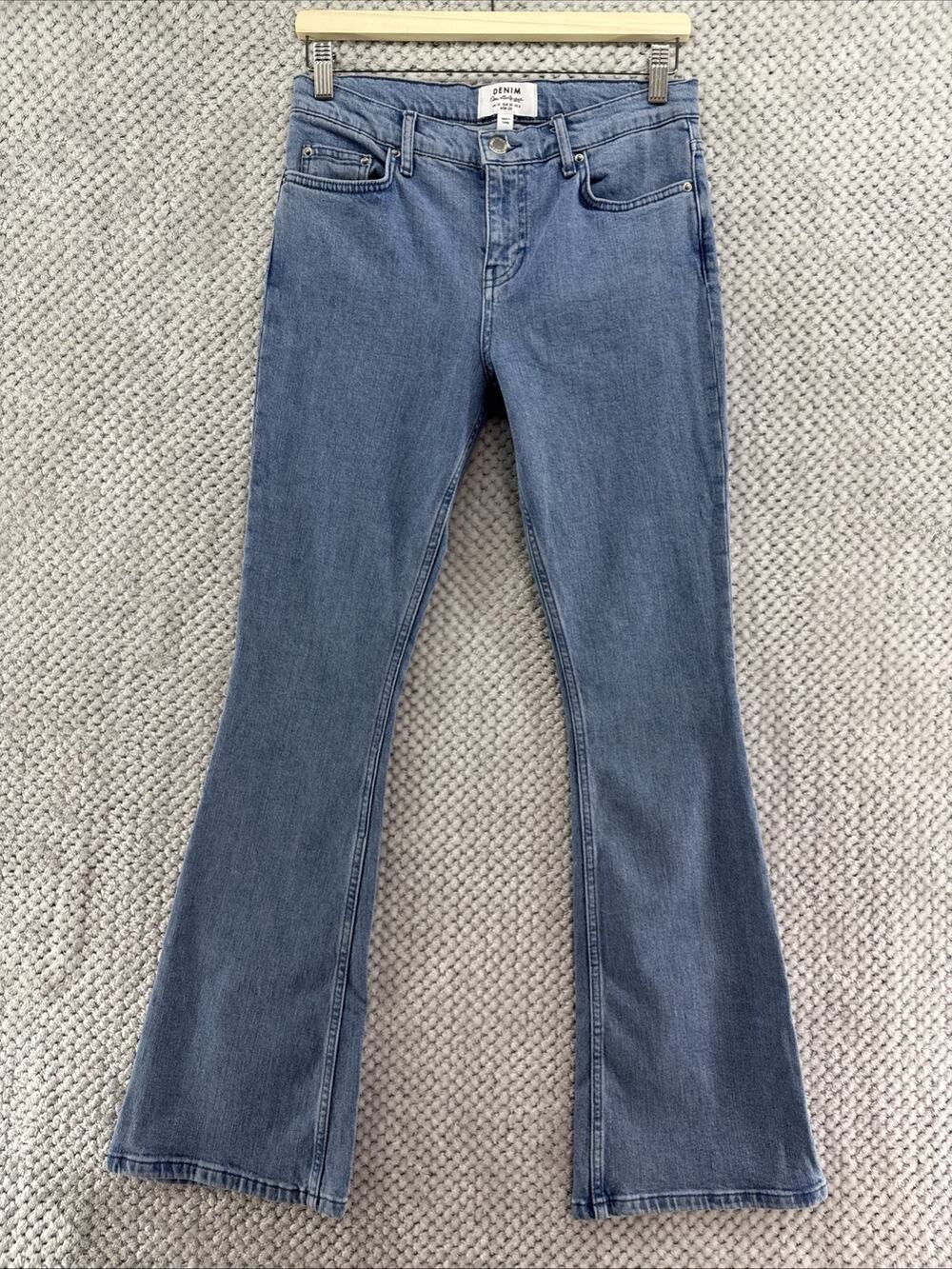 Miss Selfridge Jeans Womens US6 Blue Denim Light Wash Flare Leg High Rise 30"in